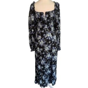NWT Free People Small Women’s Jaymes Smocked Blue & Black Floral Maxi Dress